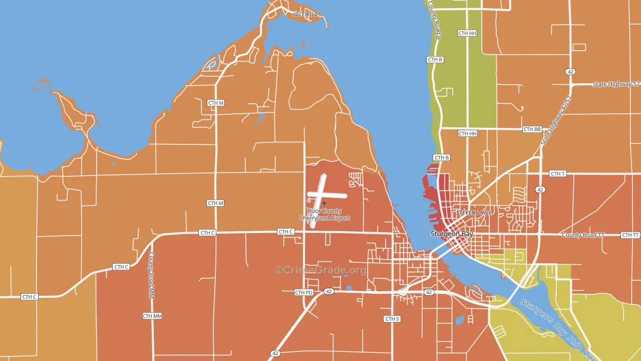 Idlewild, WI Map of Robbery Rates