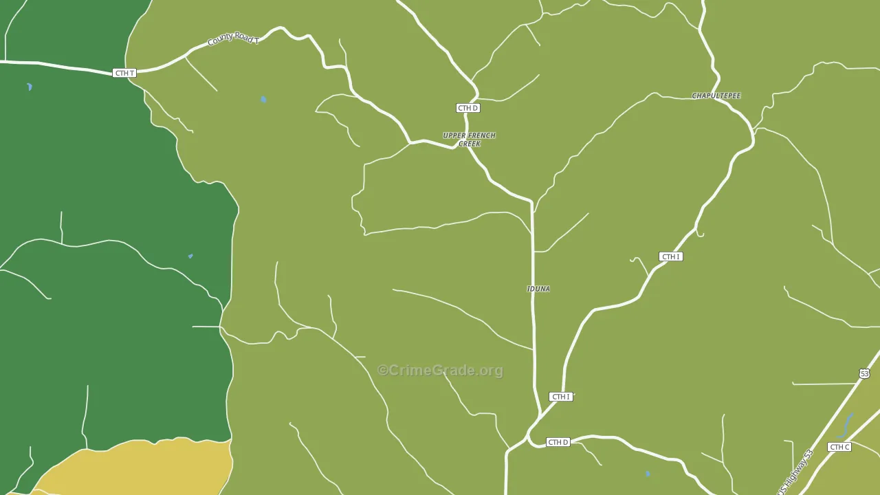 Iduna, WI Map of Robbery Rates