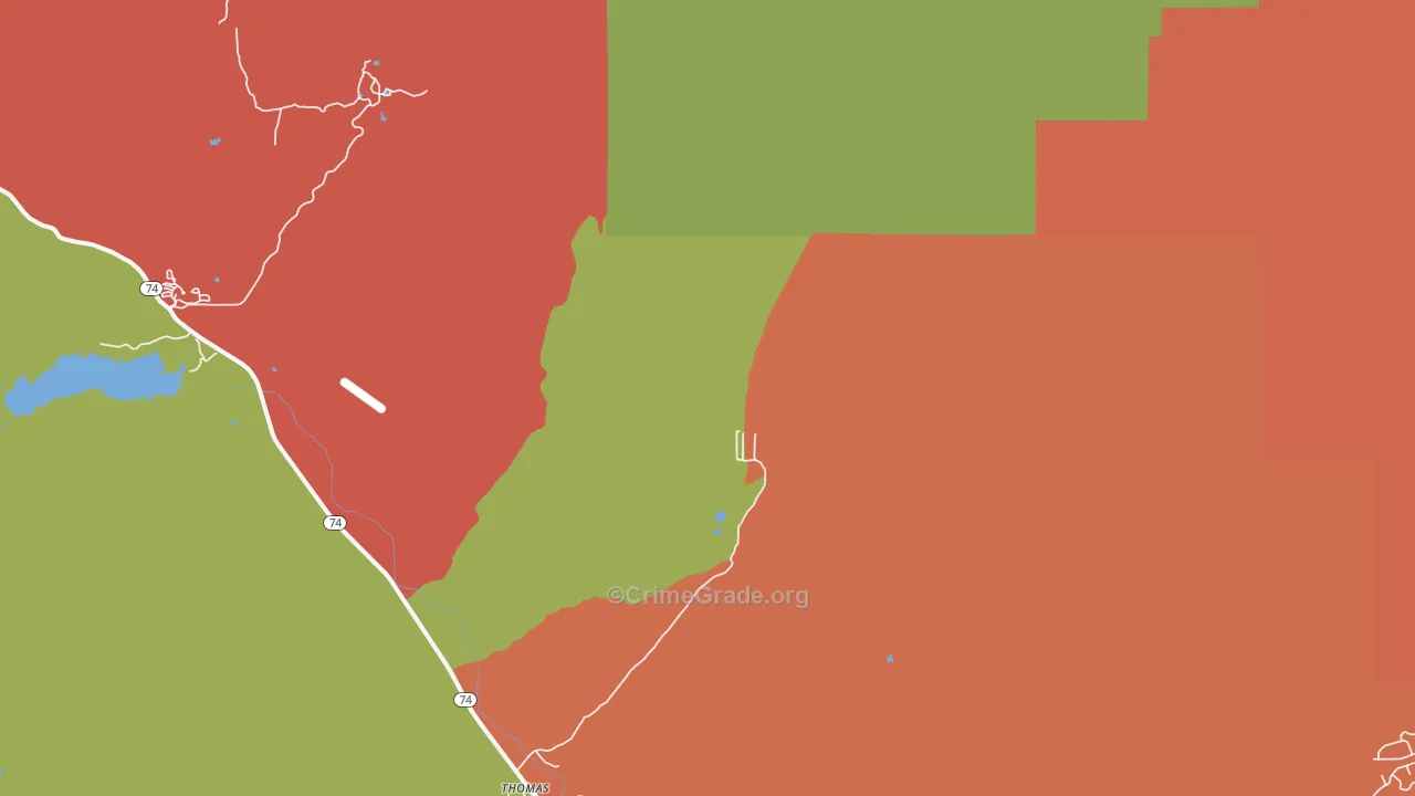 Idyllwild, CA Map of Robbery Rates