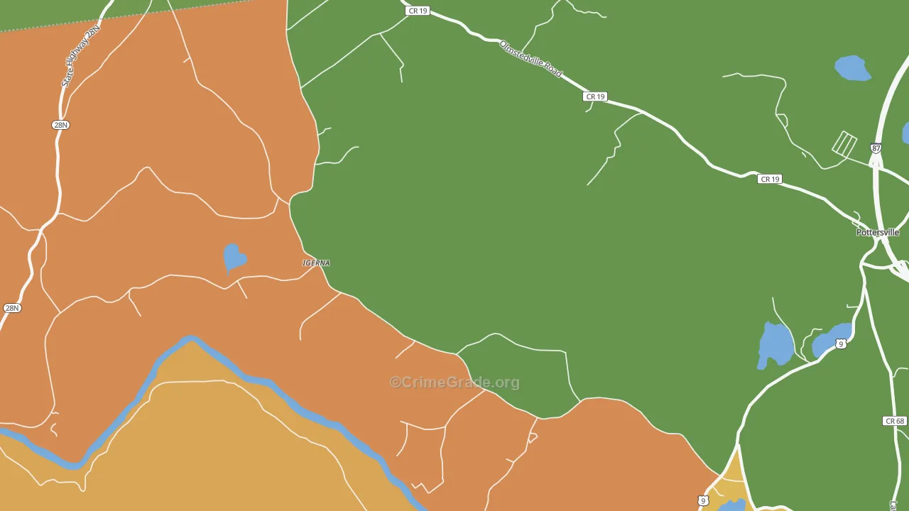 Igerna, NY Map of Robbery Rates