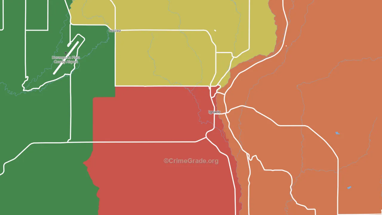 Ignacio, CO Map of Robbery Rates