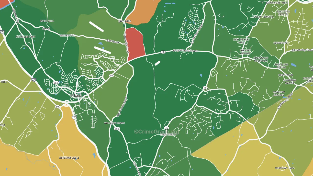 Ijamsville, MD Map of Robbery Rates
