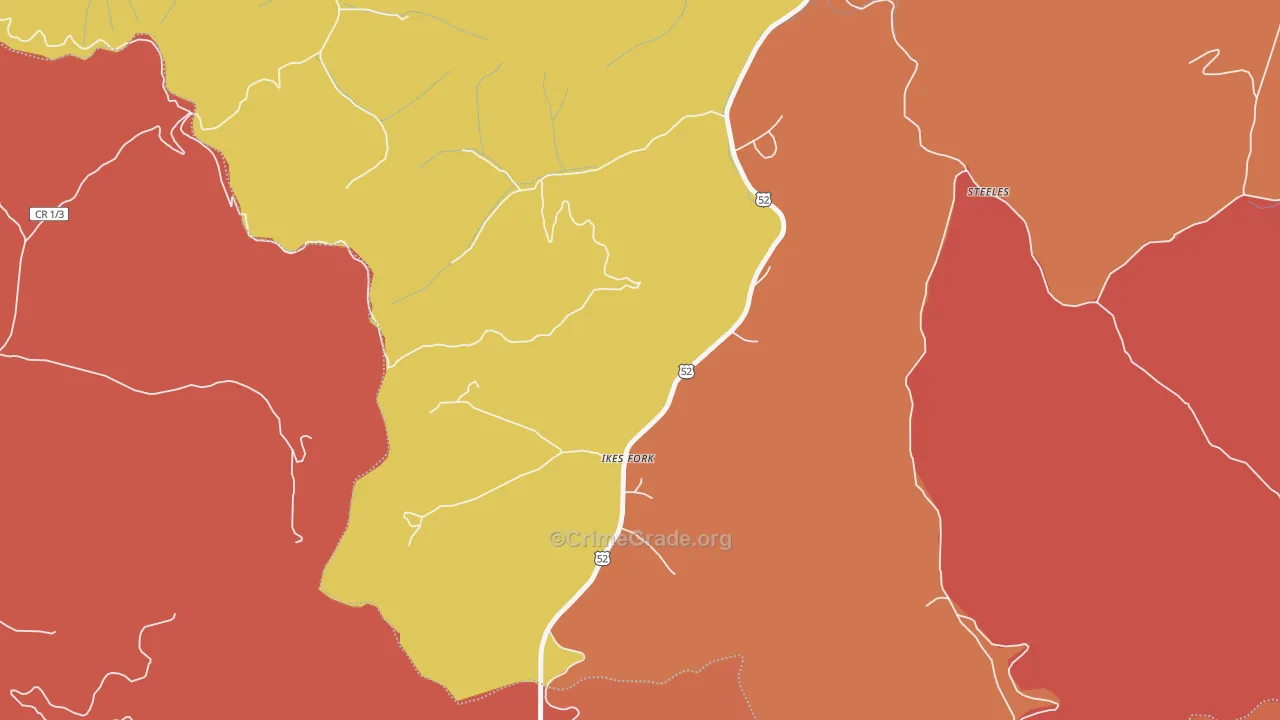 Ikes Fork, WV Map of Robbery Rates
