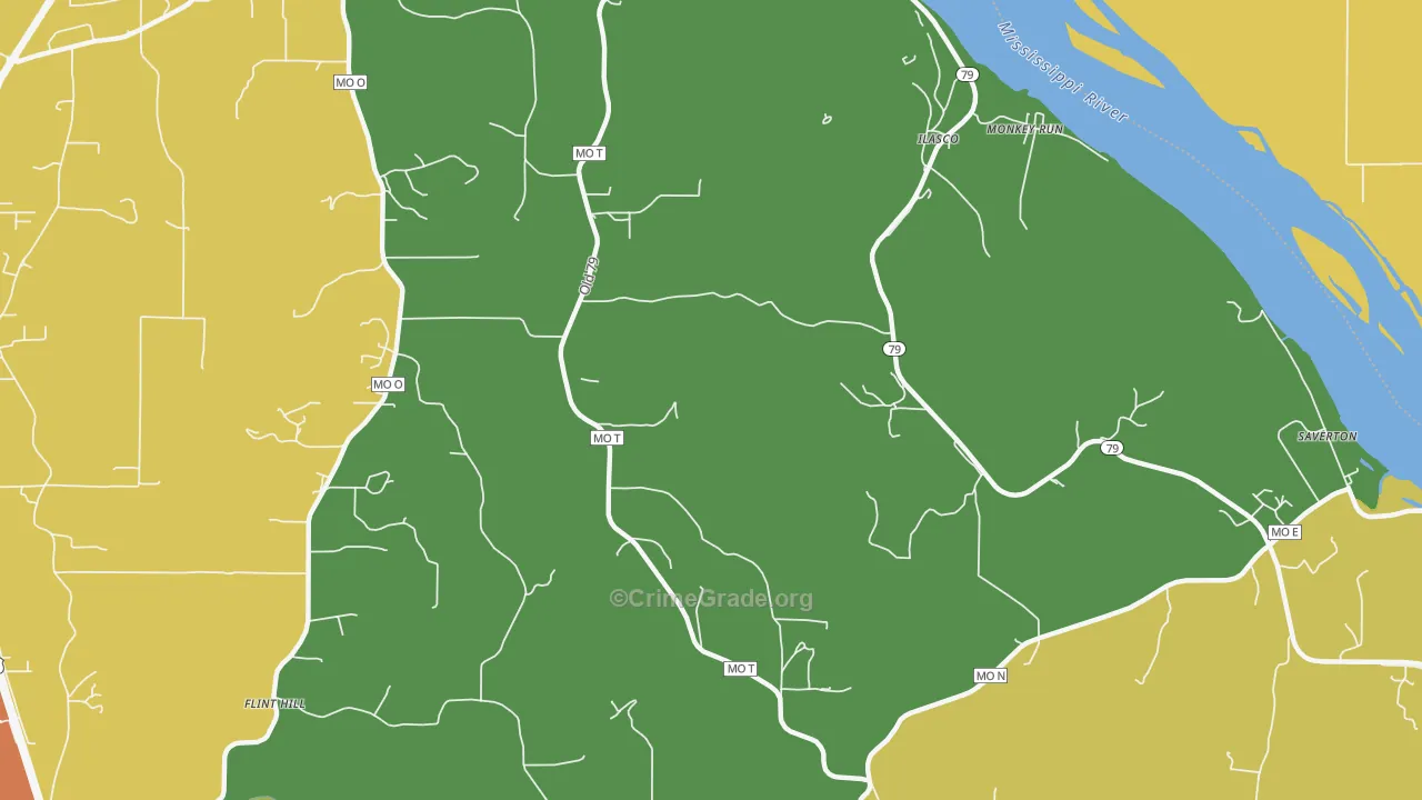 Ilasco, MO Map of Robbery Rates