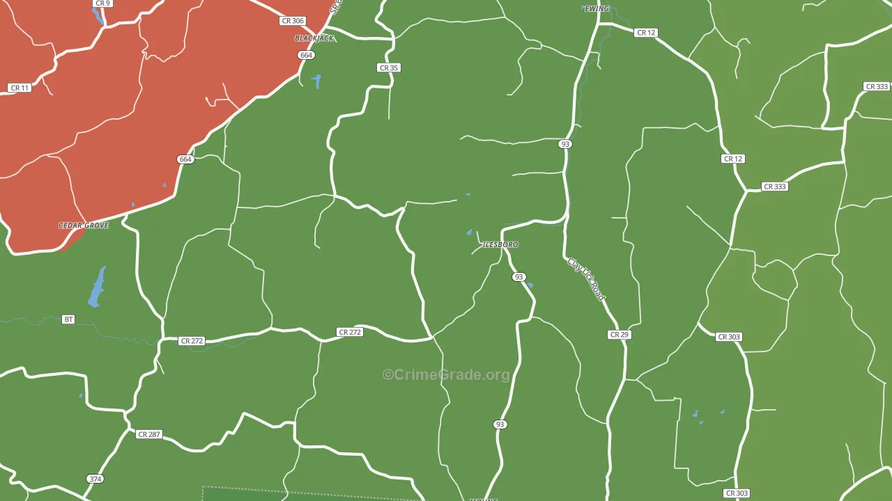 Ilesboro, OH Map of Robbery Rates