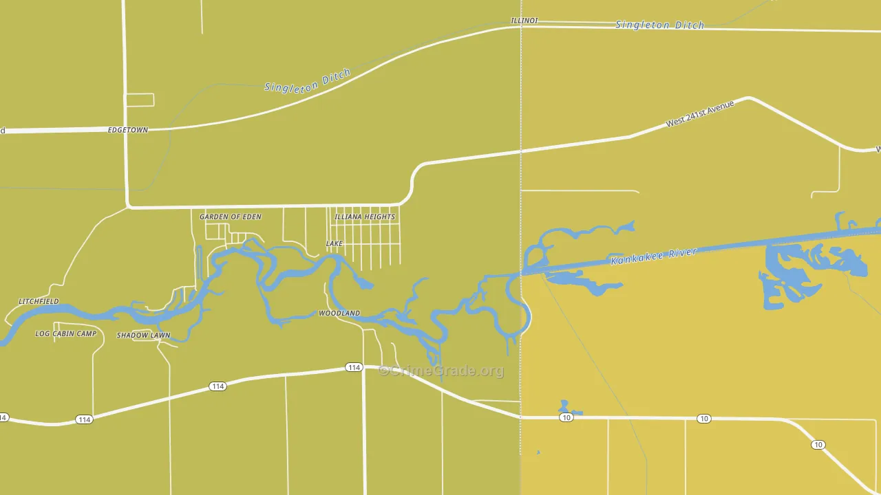 Illiana Heights, IL Map of Robbery Rates