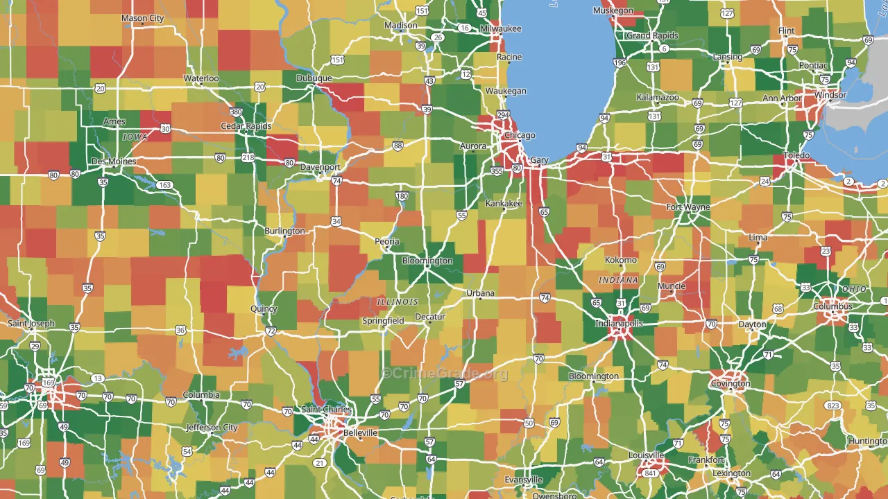 Illinois Map of Robbery Rates