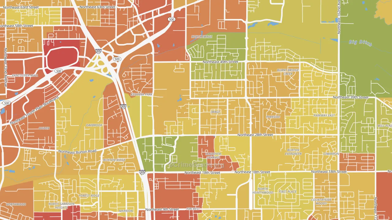 Image, Vancouver, WA Map of Robbery Rates