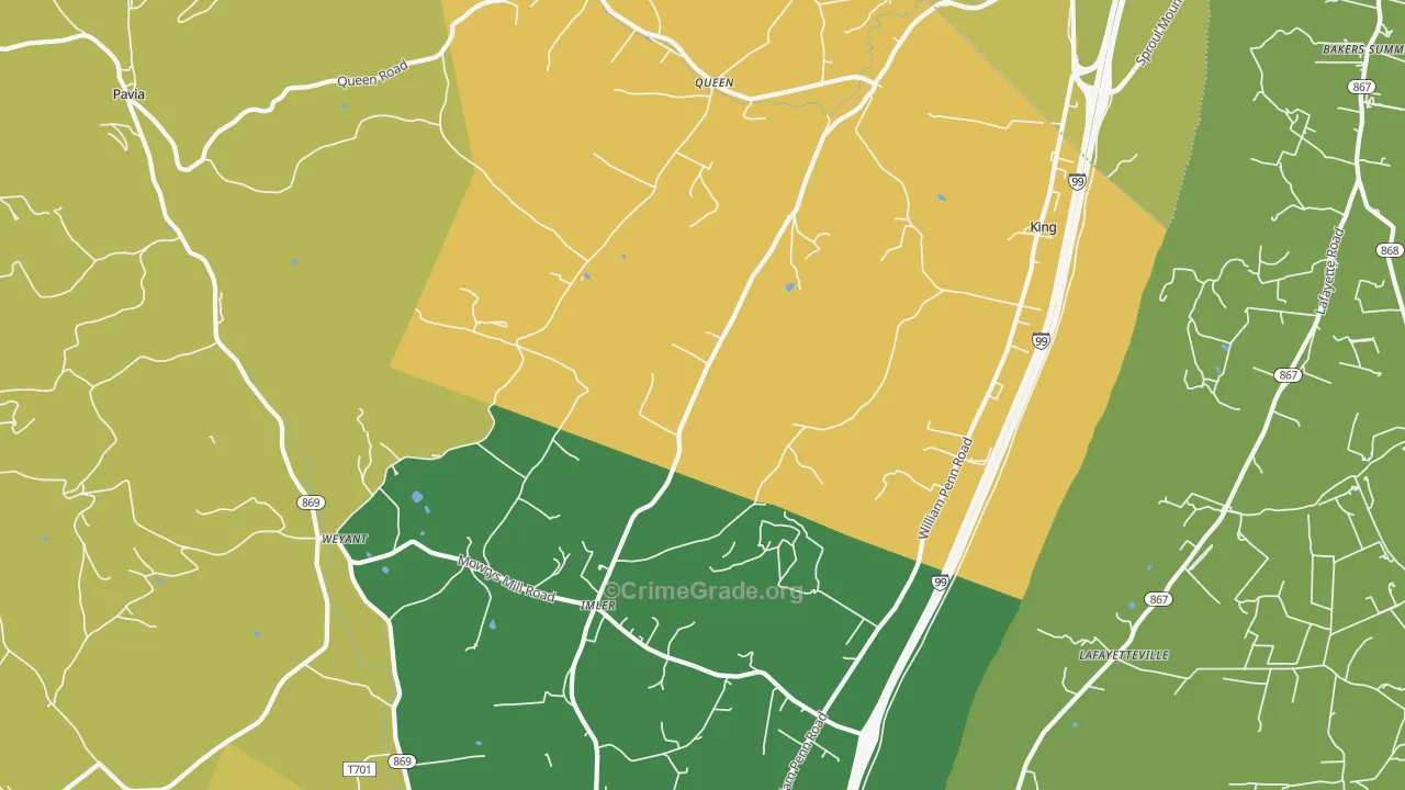 Imler, PA Map of Robbery Rates
