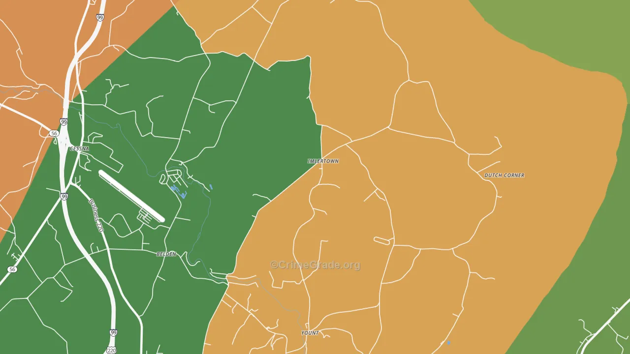 Imlertown, PA Map of Robbery Rates