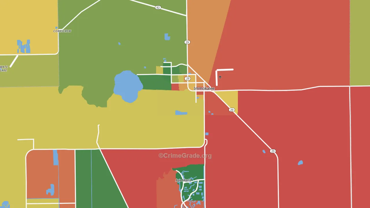Immokalee, FL Map of Robbery Rates