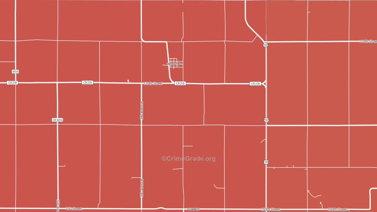 Imogene, IA Map of Robbery Rates