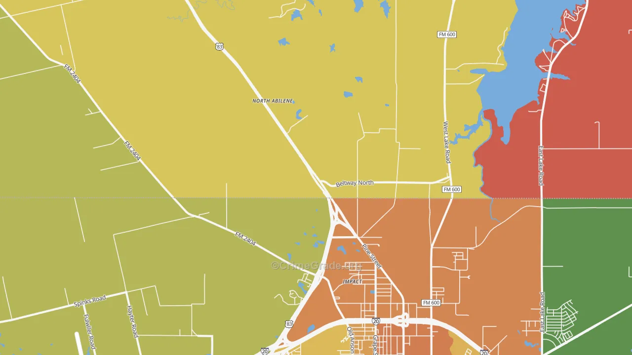 Impact, TX Map of Robbery Rates