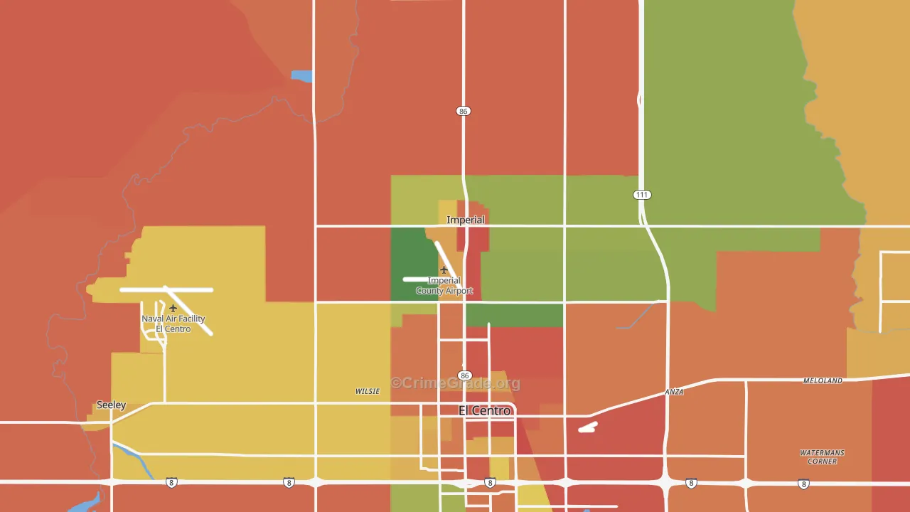 Imperial, CA Map of Robbery Rates