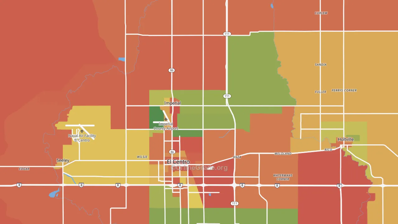 Imperial County, CA Map of Robbery Rates