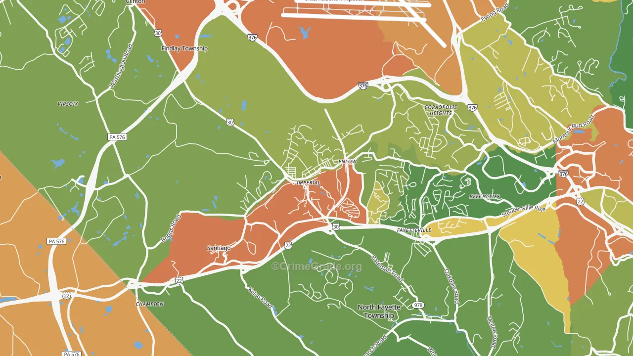 Imperial, PA Map of Robbery Rates