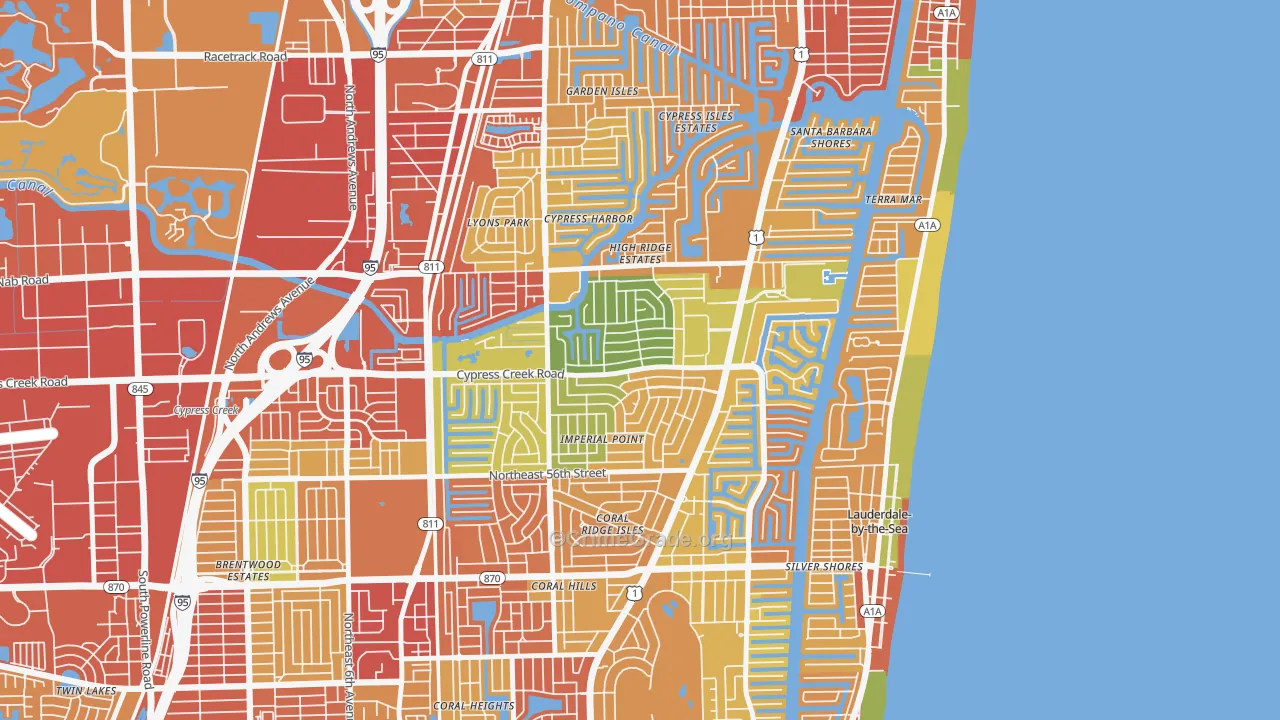 Imperial Point, Fort Lauderdale, FL Map of Robbery Rates