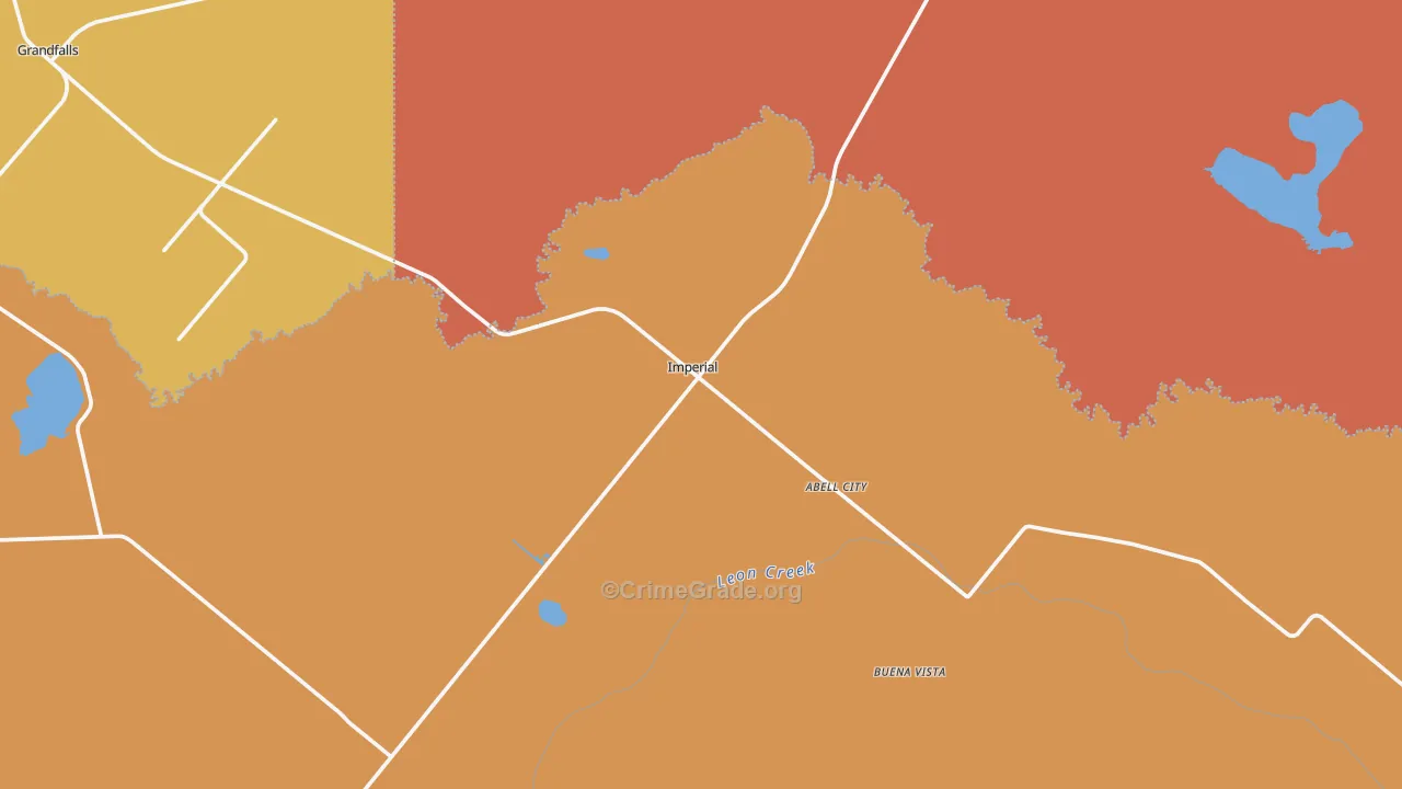 Imperial, TX Map of Robbery Rates