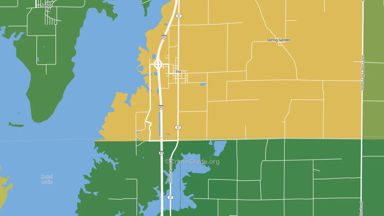 Ina, IL Map of Robbery Rates