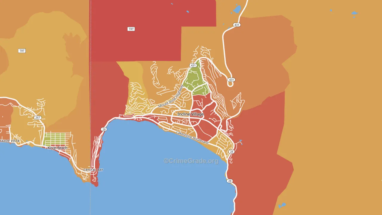 Incline Village, NV Map of Robbery Rates