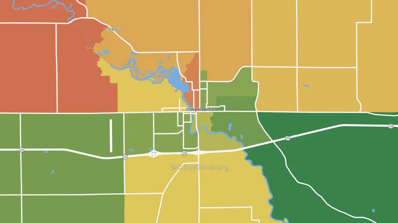 Independence, IA Map of Robbery Rates