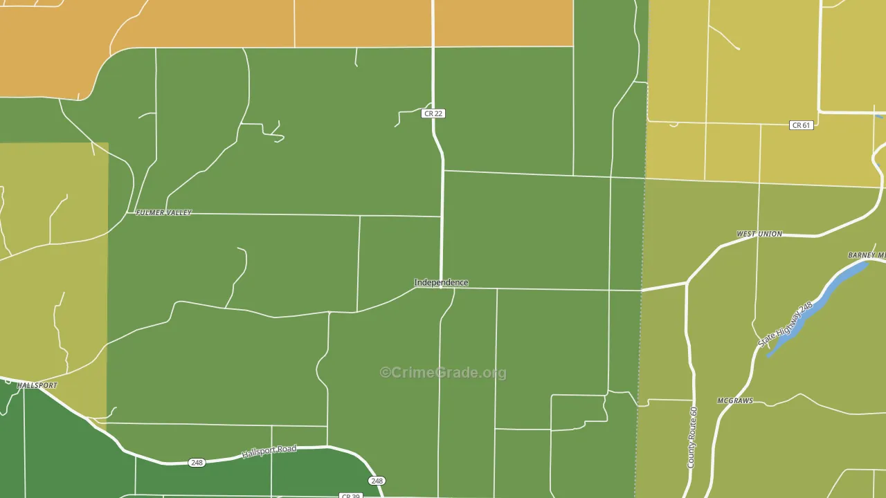 Independence, NY Map of Robbery Rates