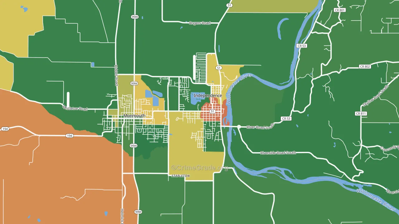 Independence, OR Map of Robbery Rates