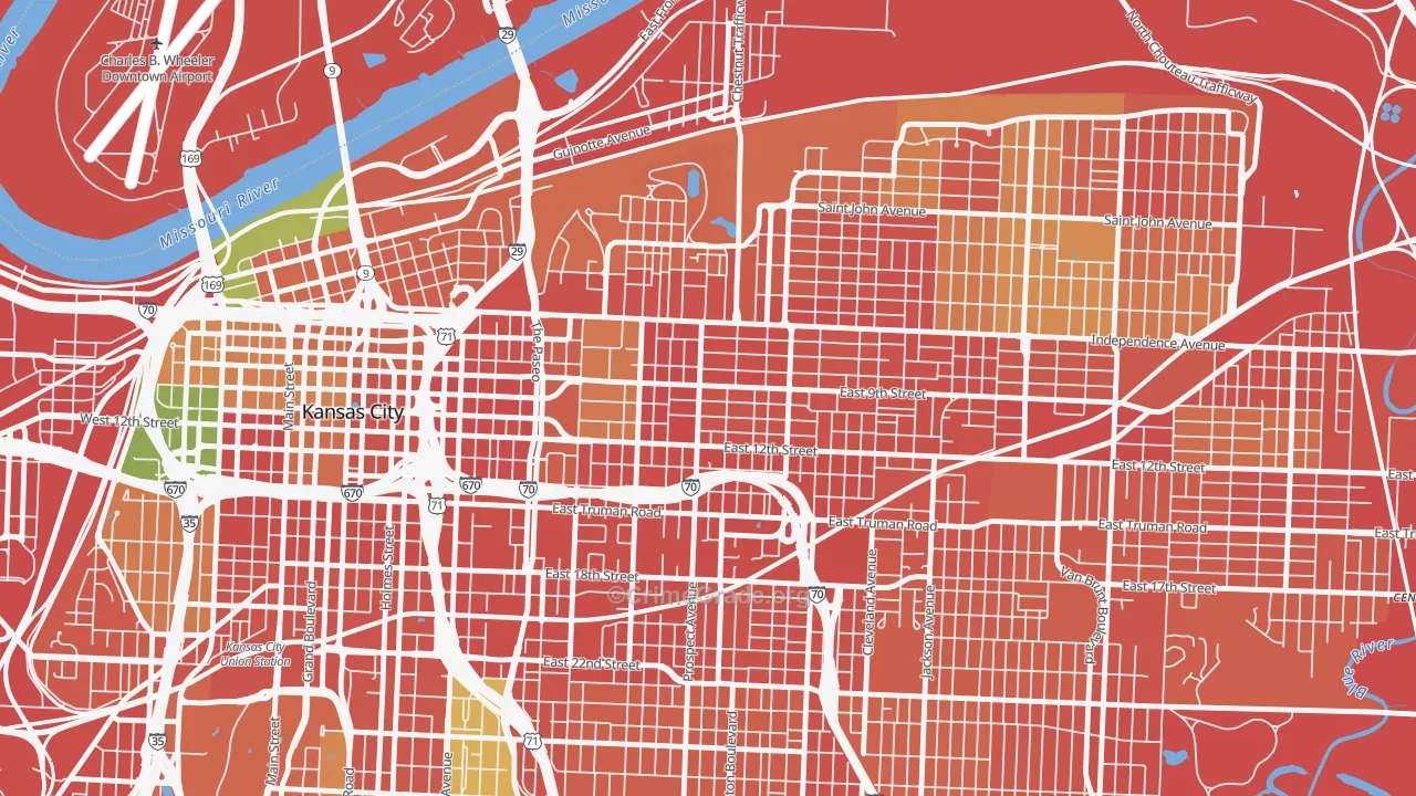 Independence Plaza, Kansas City, MO Map of Robbery Rates