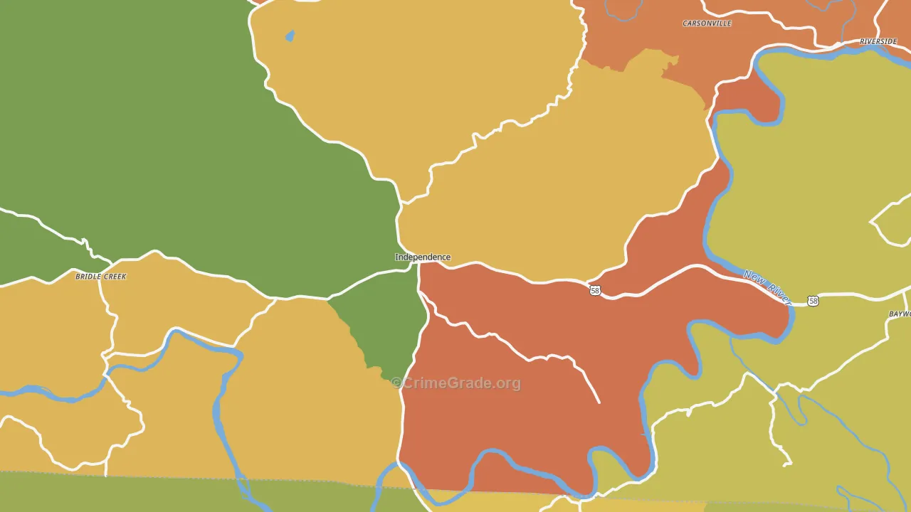 Independence, VA Map of Robbery Rates