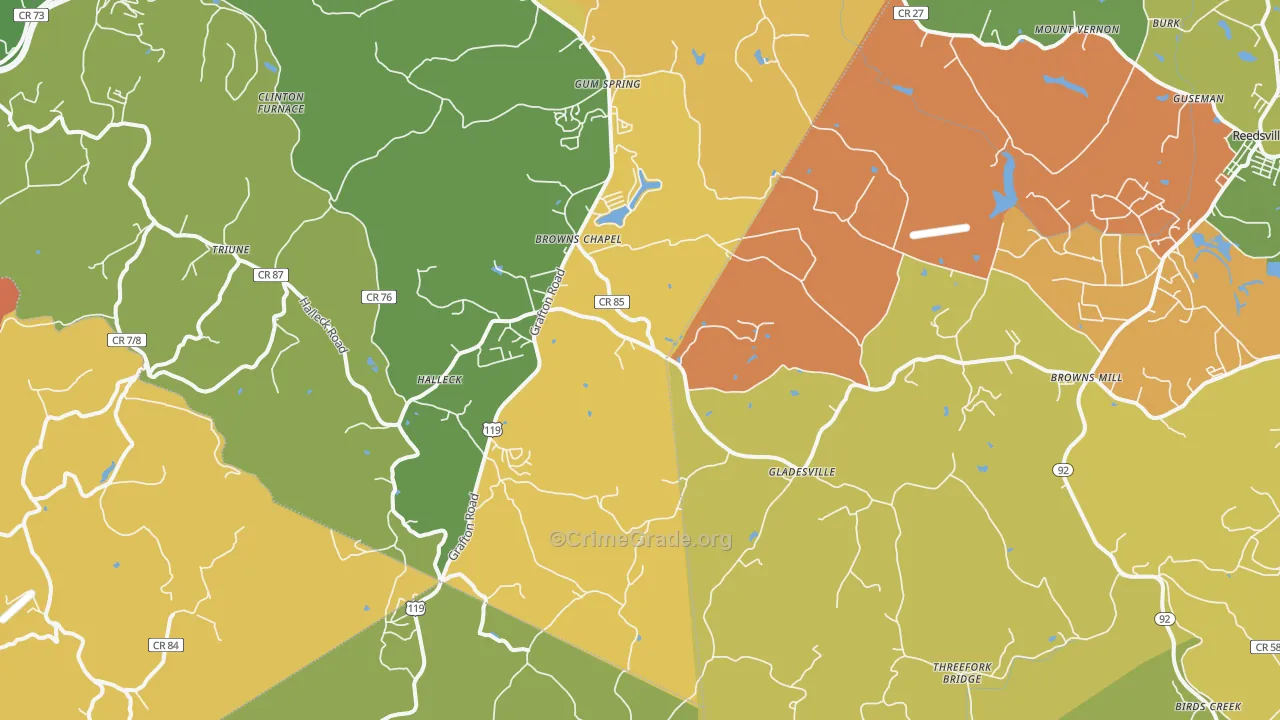 Independence, WV Map of Robbery Rates