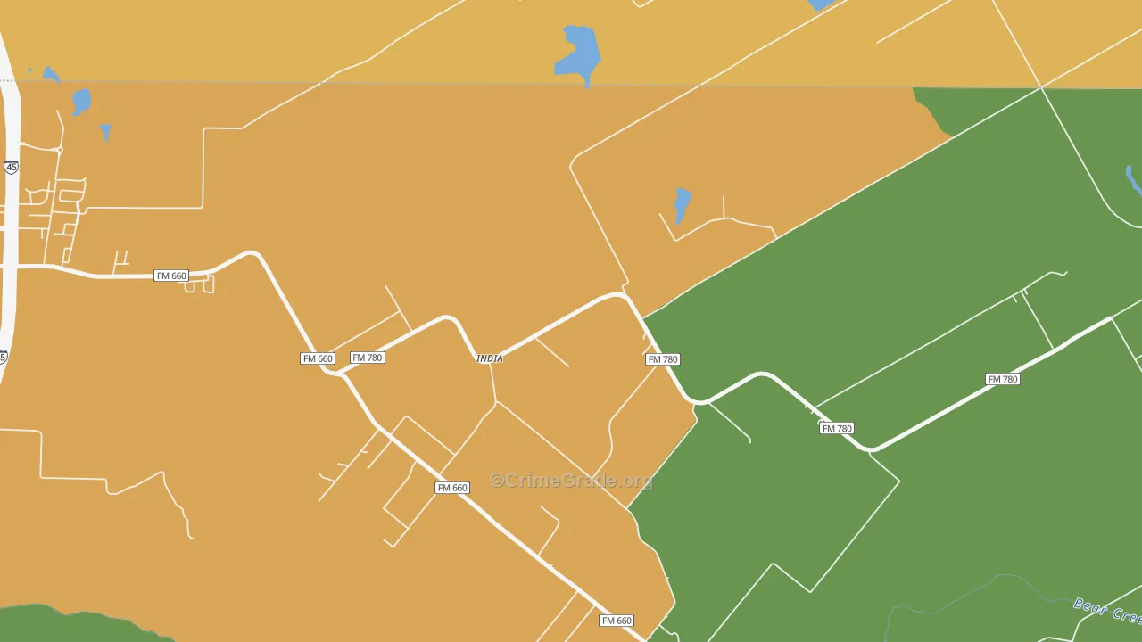 India, TX Map of Robbery Rates