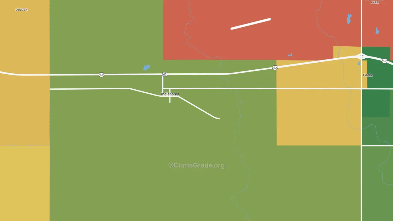 Indiahoma, OK Map of Robbery Rates