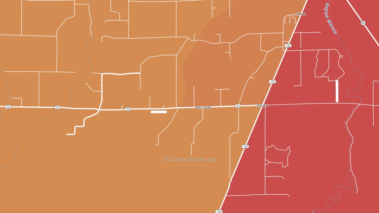 Indian, AR Map of Robbery Rates