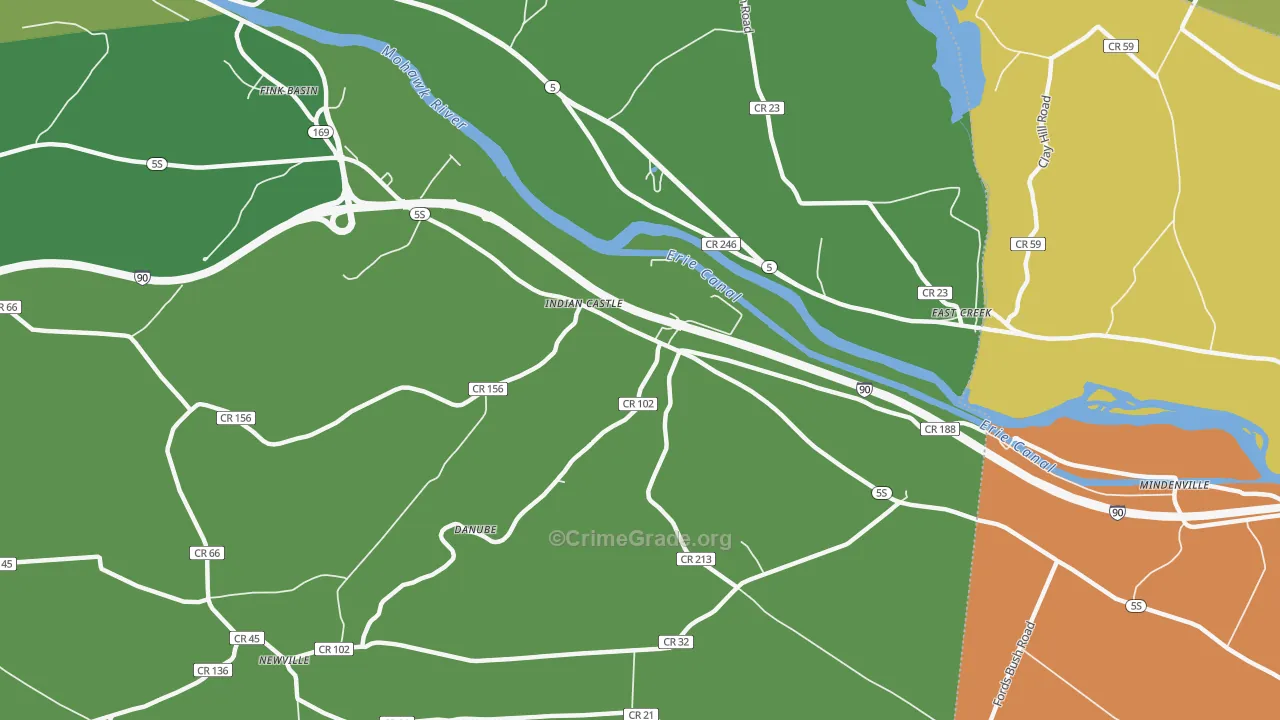 Indian Castle, NY Map of Robbery Rates