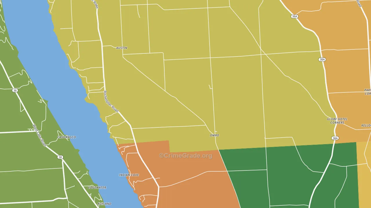 Indian Cove, NY Map of Robbery Rates
