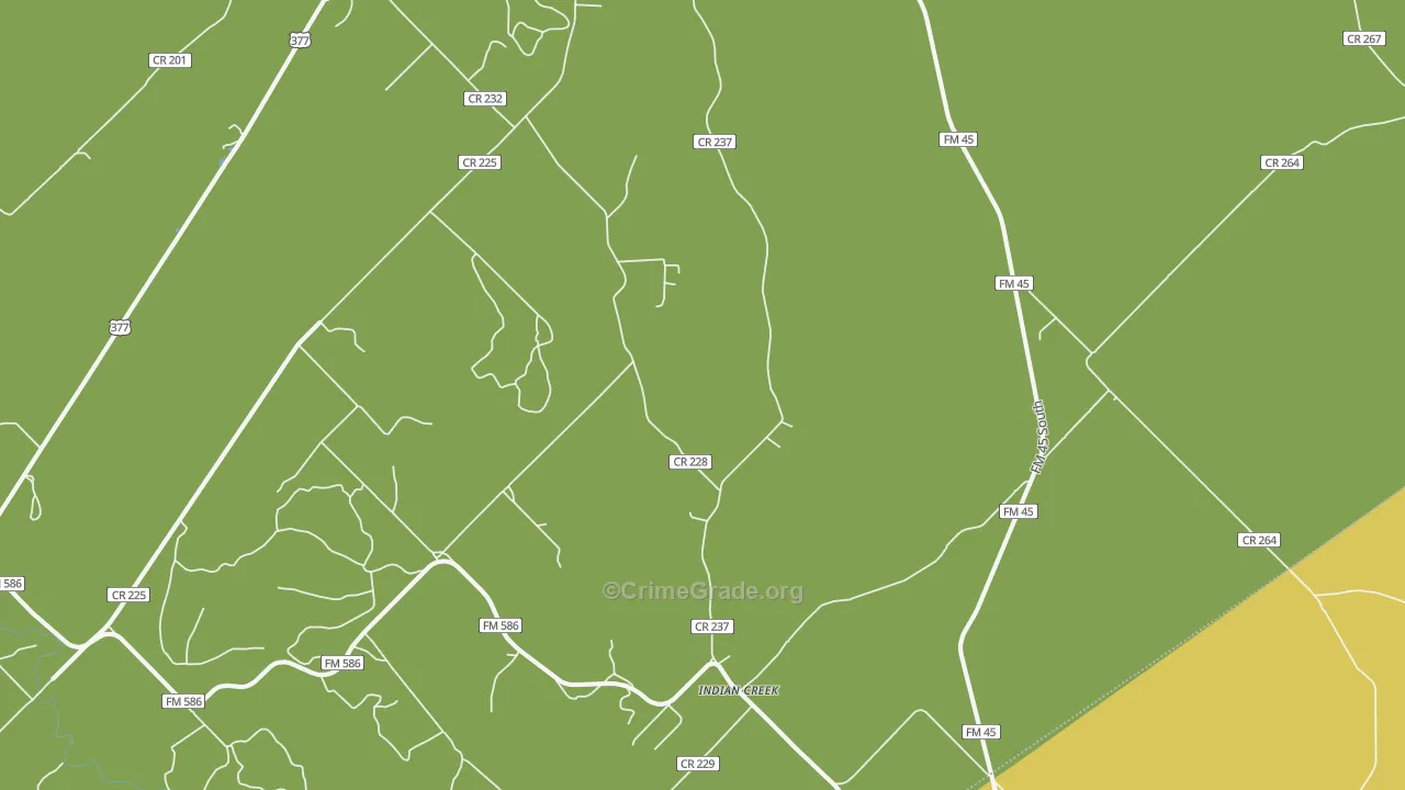 Indian Creek, TX Map of Robbery Rates