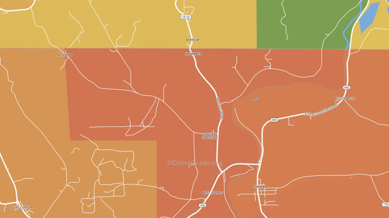 Indian Crossing, PA Map of Robbery Rates