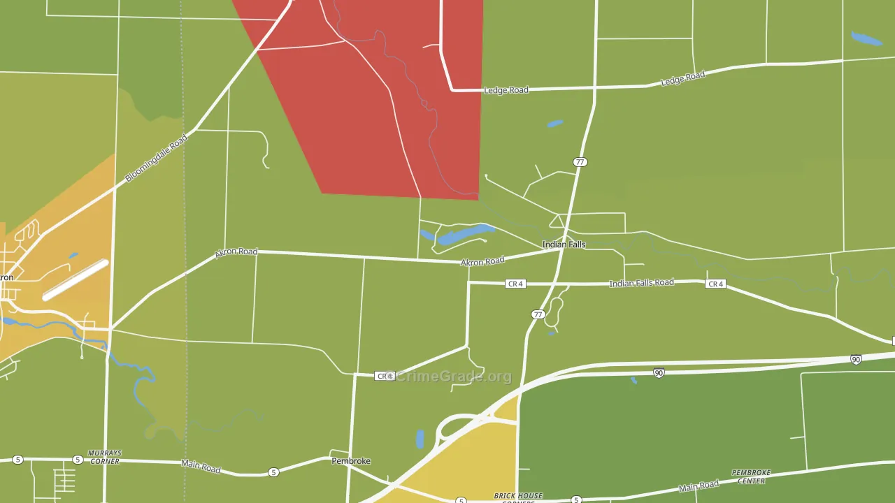 Indian Falls, NY Map of Robbery Rates
