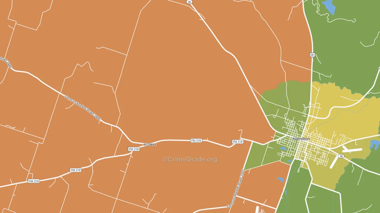 Indian Gap, TX Map of Robbery Rates