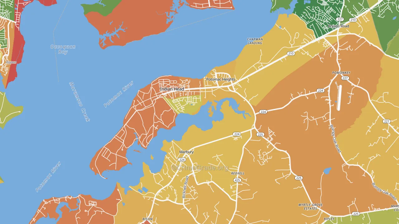 Indian Head, MD Map of Robbery Rates