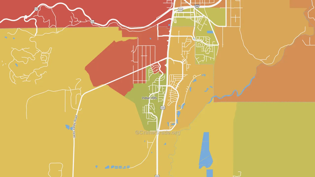 Indian Hills, NV Map of Robbery Rates
