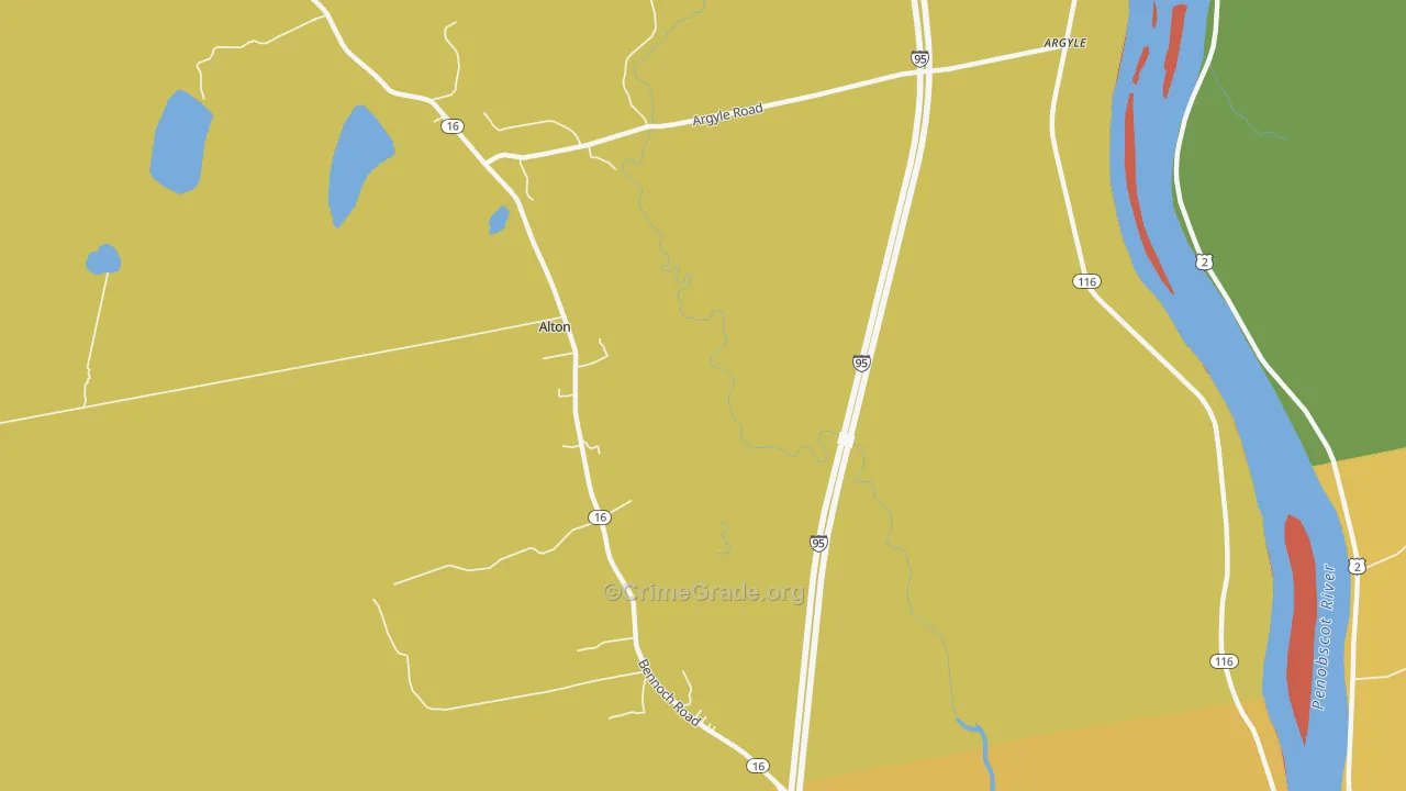 Indian Island Penobscot Indian Reservation, ME Map of Robbery Rates