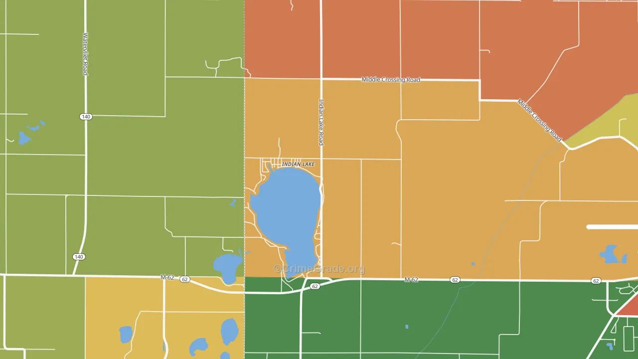 Indian Lake, MI Map of Robbery Rates