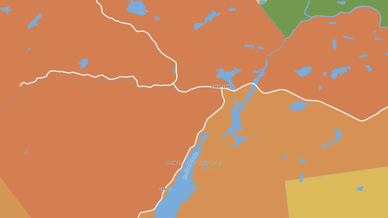 Indian Lake, NY Map of Robbery Rates