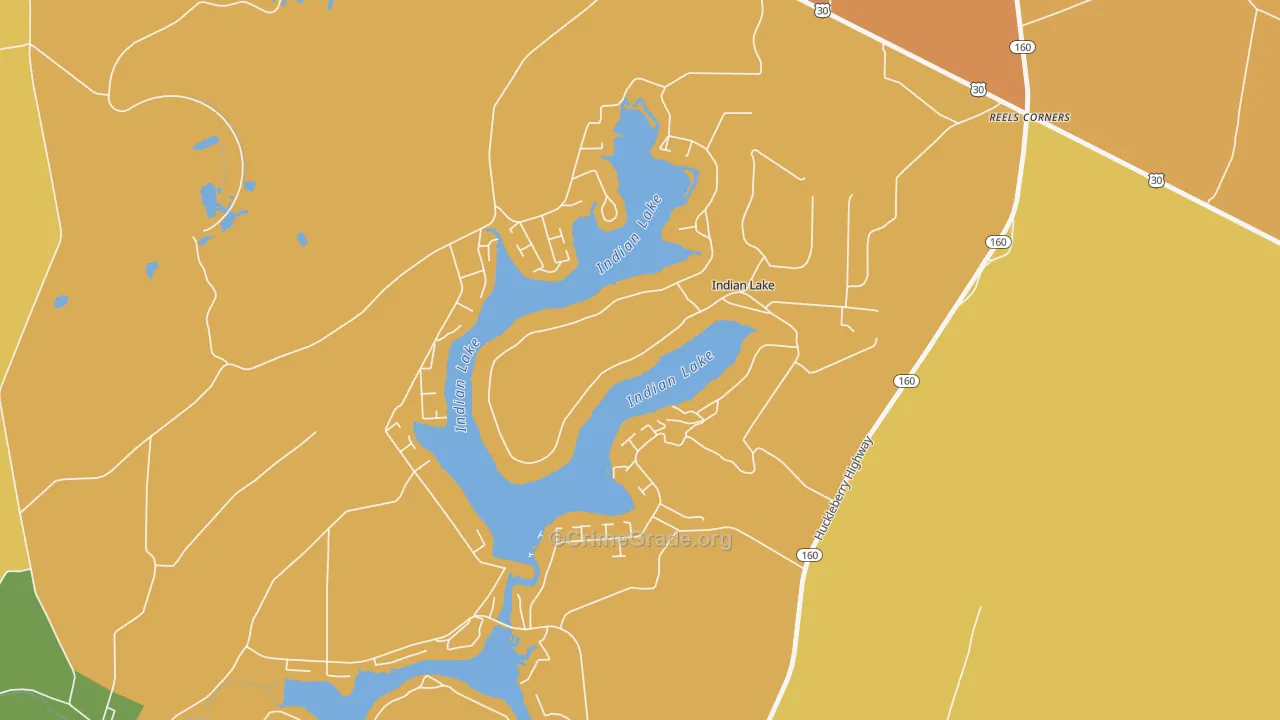Indian Lake, PA Map of Robbery Rates