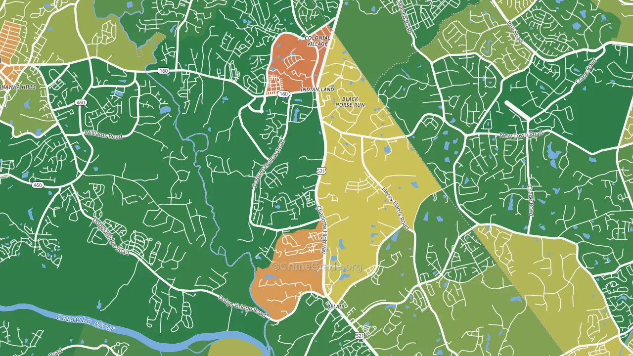 Indian Land, SC Map of Robbery Rates