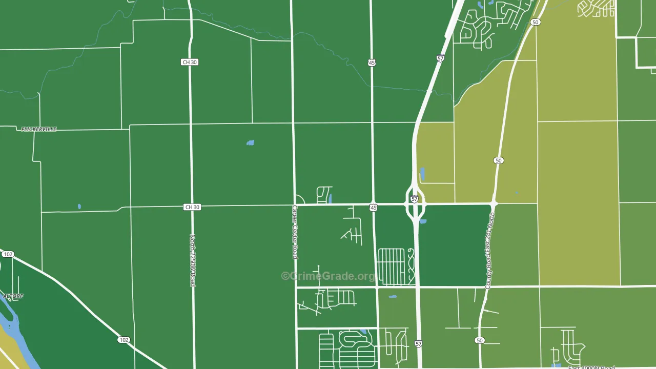 Indian Oaks, IL Map of Robbery Rates