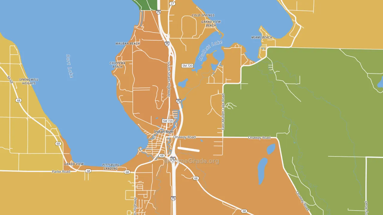 Indian River, MI Map of Robbery Rates
