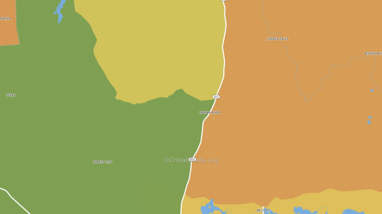 Indian River, NY Map of Robbery Rates