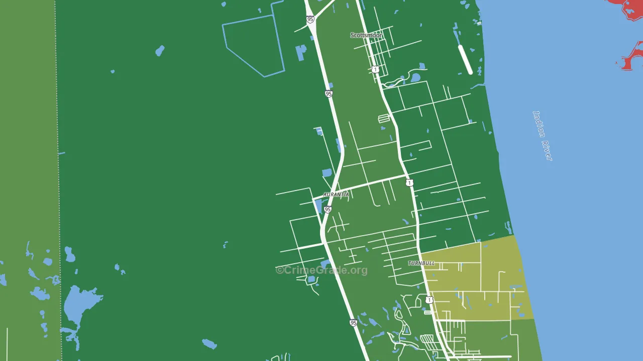 Indian River Park, Mims, FL Map of Robbery Rates